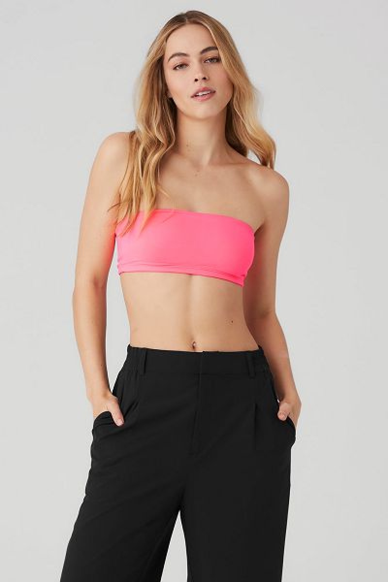 Top Bandeau Alo Yoga Alosoft Breeze Feminino Rosa Coral | 9728-TMYXL