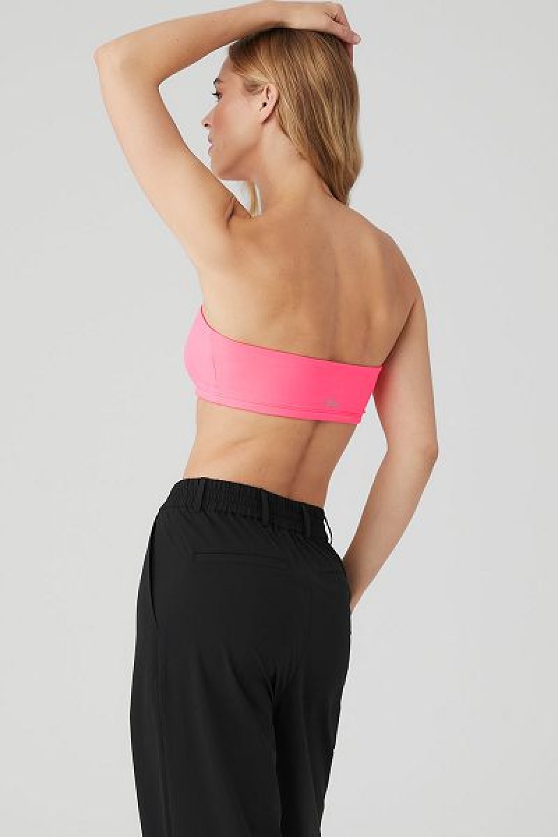 Top Bandeau Alo Yoga Alosoft Breeze Feminino Rosa Coral | 9728-TMYXL