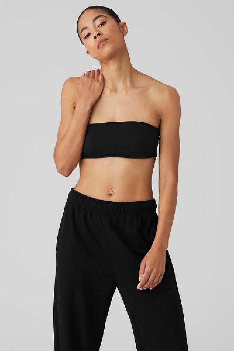 Top Bandeau Alo Yoga Alosoft Breeze Feminino Pretas | 6153-HQXEV