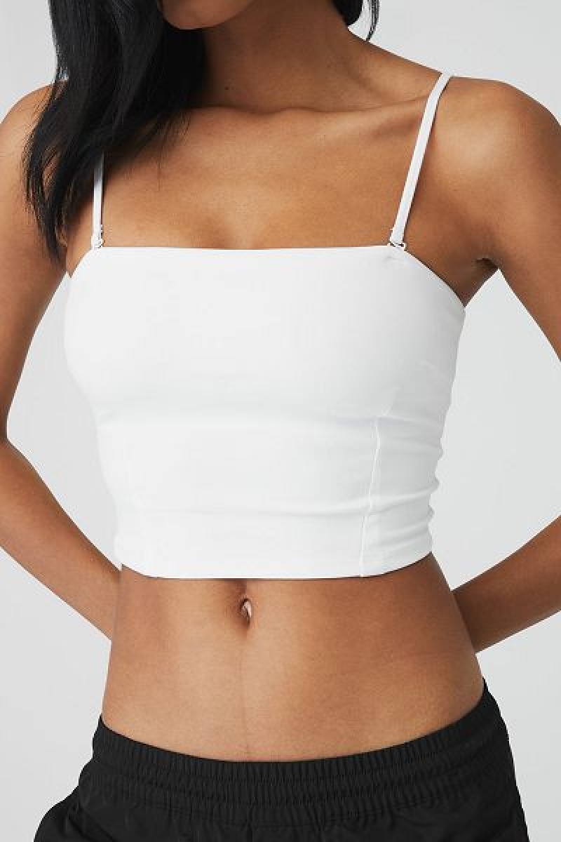 Top Bandeau Alo Yoga Alosoft Convertible Sunkissed Feminino Branco | 5087-DBZSM