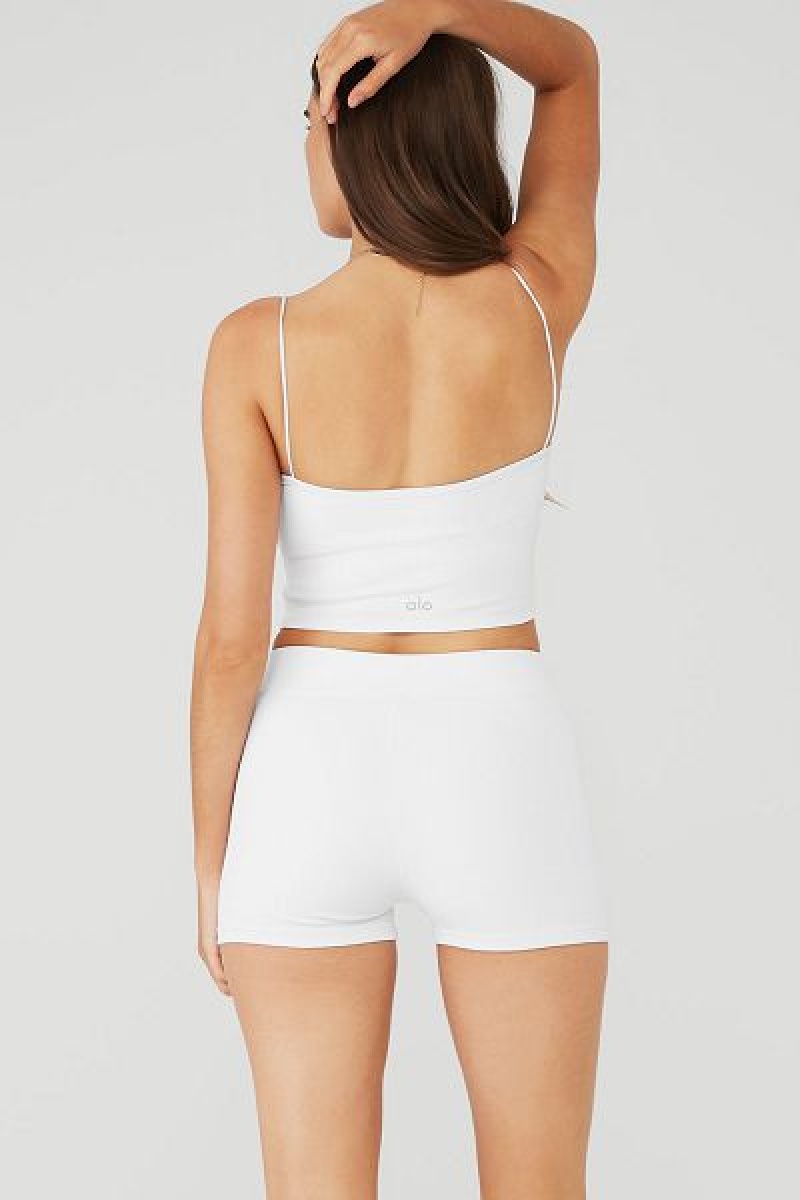 Top Bandeau Alo Yoga Goddess Com Nervuras Top Feminino Branco | 6920-KBDOY