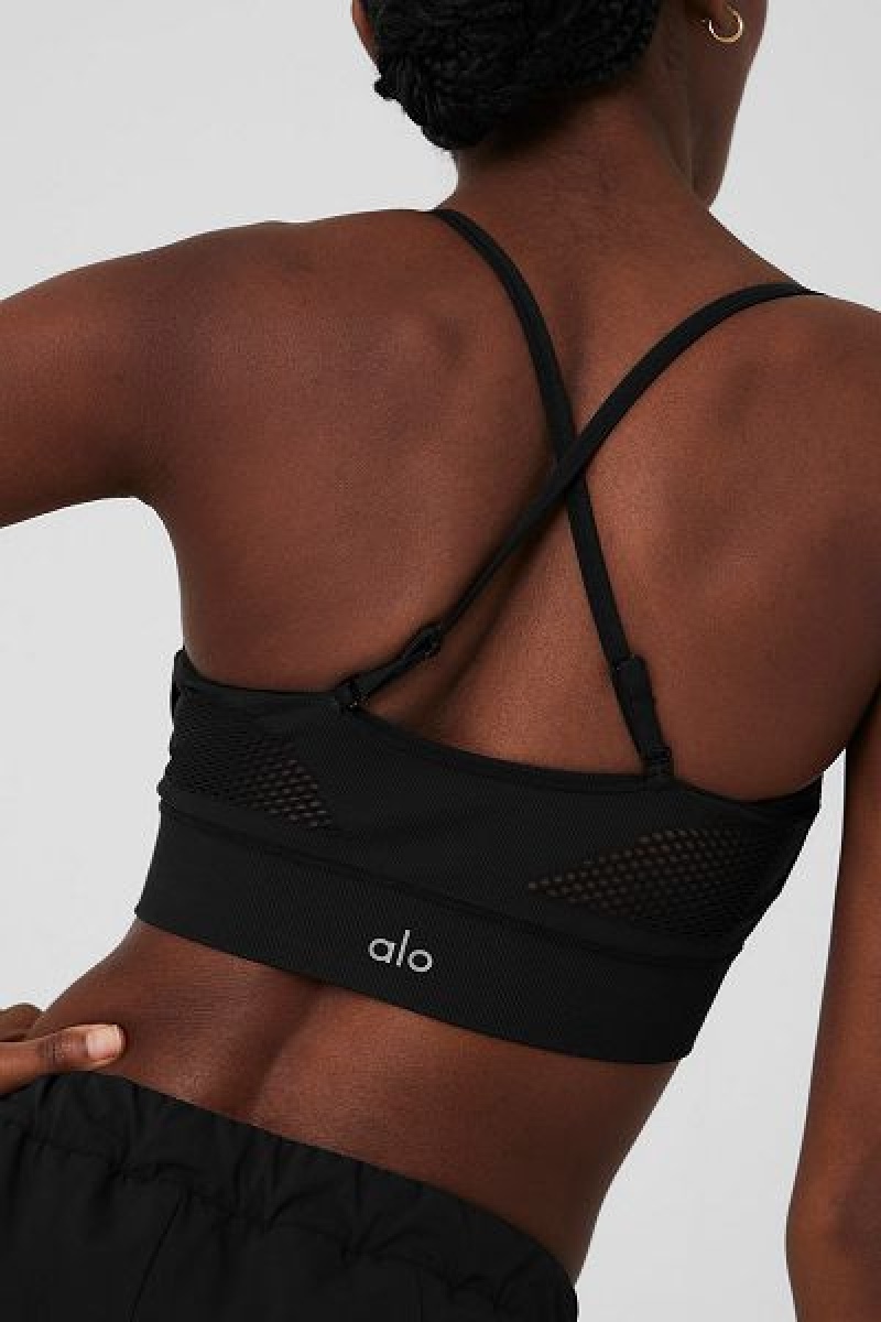 Top Bandeau Alo Yoga Seamless Open Air Feminino Pretas | 7061-OWFCA