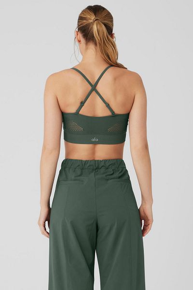 Top Bandeau Alo Yoga Seamless Open Air Feminino Verdes Escuro | 0289-XFWCQ