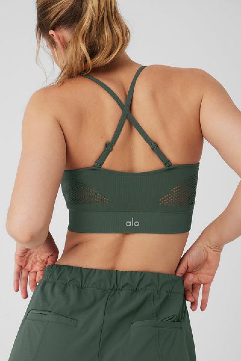 Top Bandeau Alo Yoga Seamless Open Air Feminino Verdes Escuro | 0289-XFWCQ