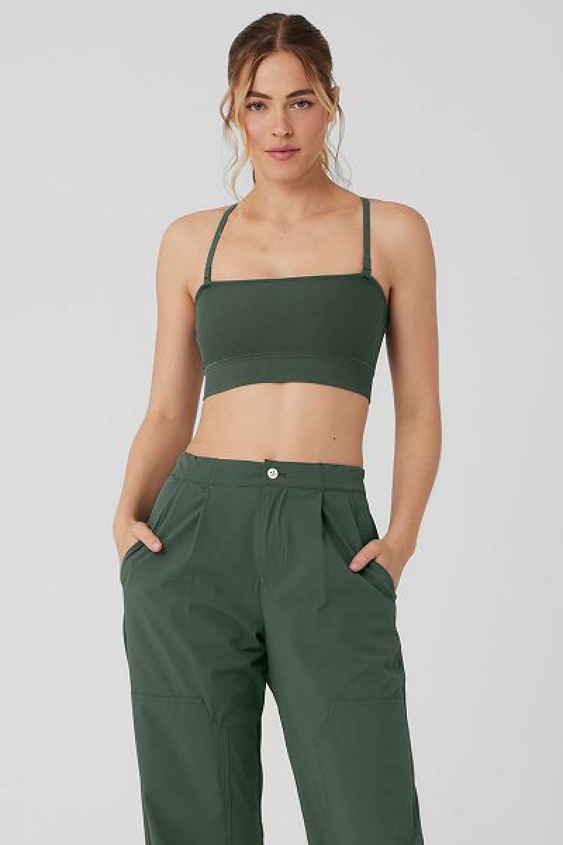 Top Bandeau Alo Yoga Seamless Open Air Feminino Verdes Escuro | 0289-XFWCQ