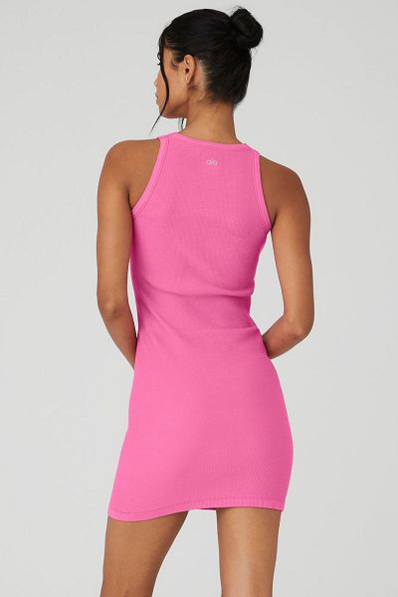 Vestido Alo Yoga Seamless Com Nervuras Warm Nights Feminino Rosa | 4573-VISJN