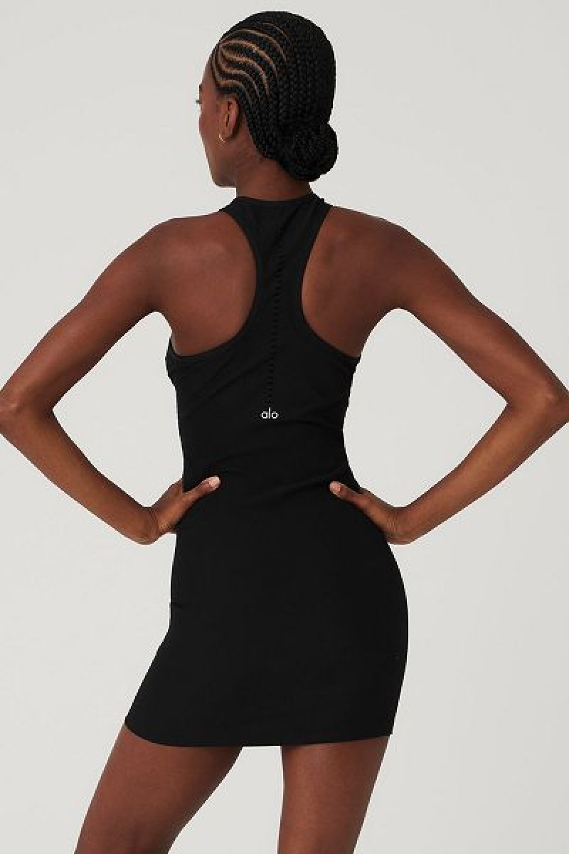 Vestido Alo Yoga Seamless Open Air Racerback Feminino Pretas | 1849-ILCEW